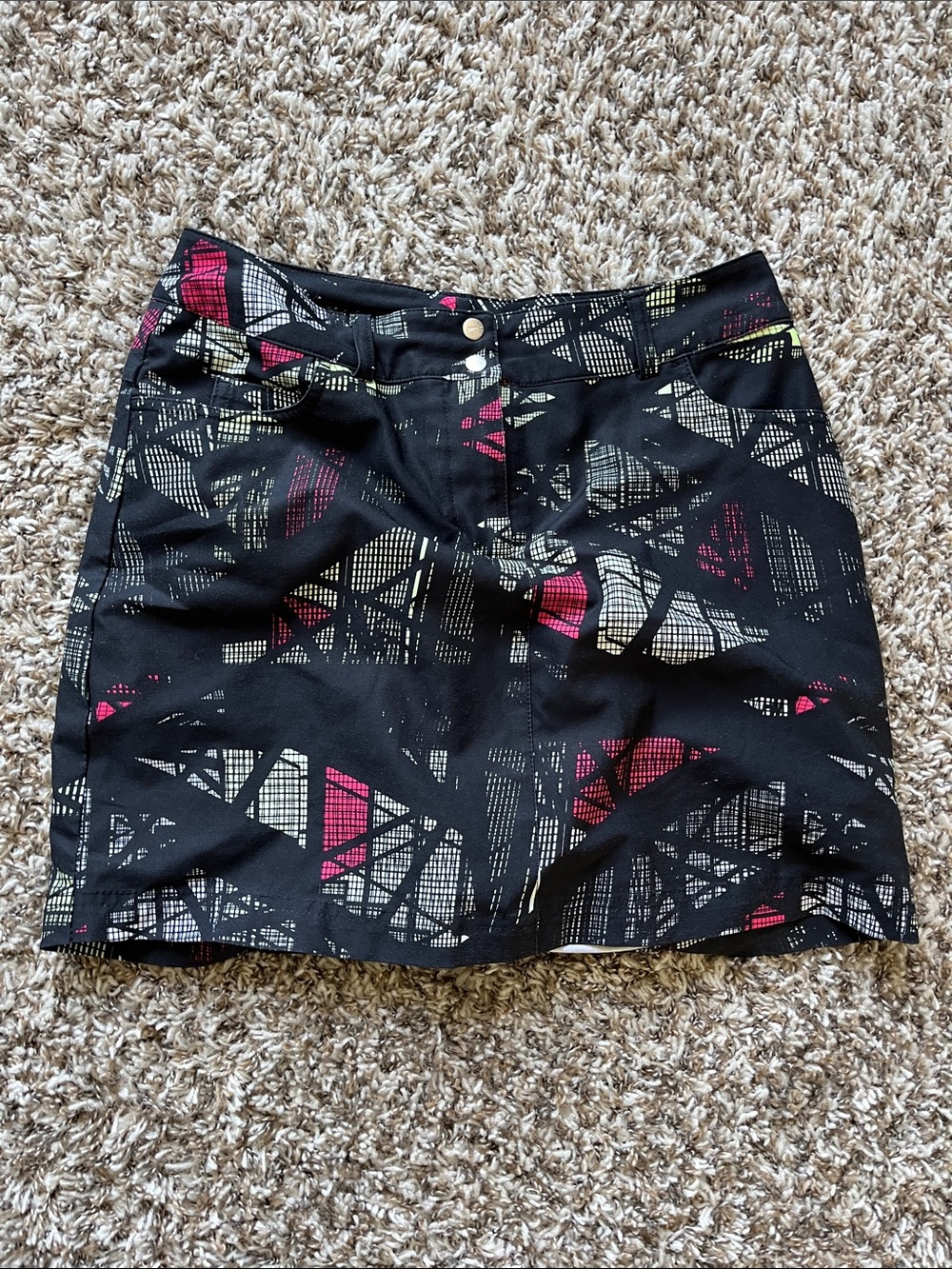 Slazenger Black Mini Skirt with Pink & Cream Abstract Print